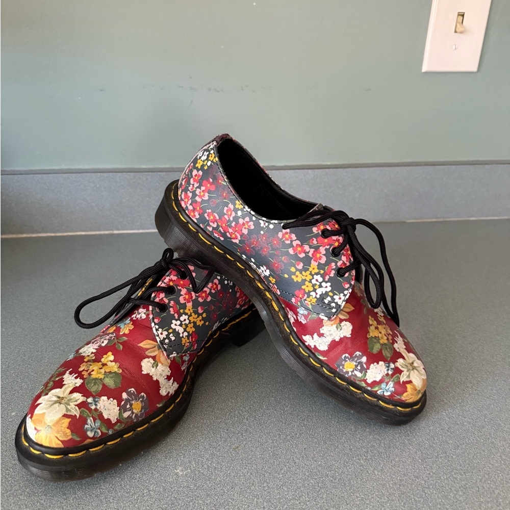 Dr. Martens Red and Black Flats with Chunky Sole